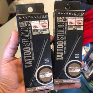 Lot of 2 Maybelline Tattoo Studio Brow Pomade 374 Soft Brown